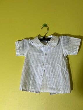 Vintage Toddler White Striped Button-Front Shirt